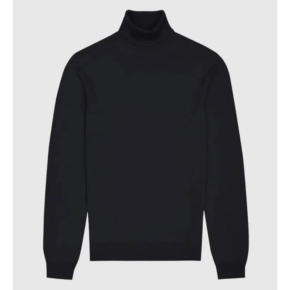 REISS Caine Merino Wool Roll-Neck Jumper Size L Navy Blue Jumper $170